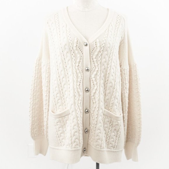 Robert Rodriguez S Cashmere Cable Cardigan Cream - Picture 13 of 13